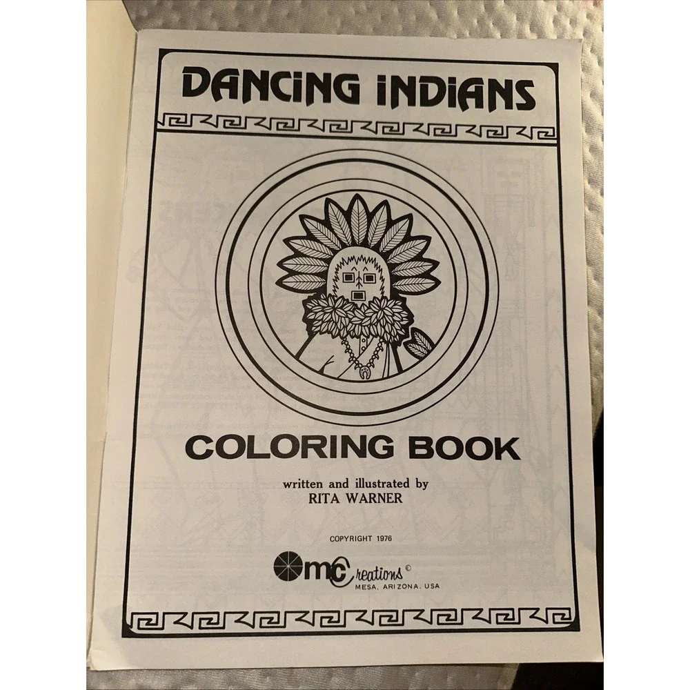 Vintage 1976 Dancing Indians Coloring Book-32 Pages-MC Creations Pub. Never Used